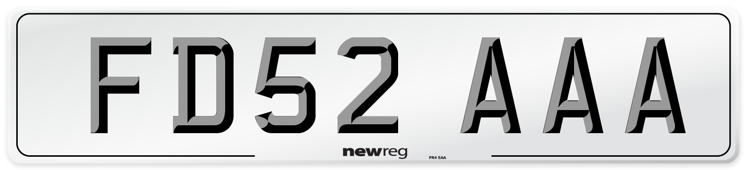 FD52 AAA Number Plate from New Reg